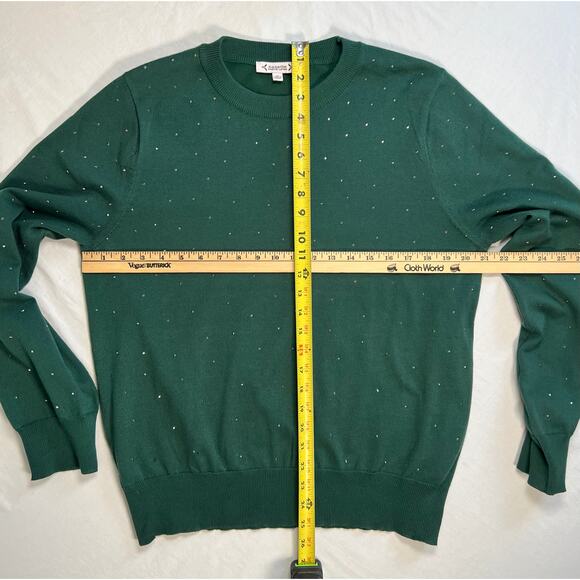 Nanette Lepore Green Sweater Sequins Crew Neck Size XL - Picture 6 of 8